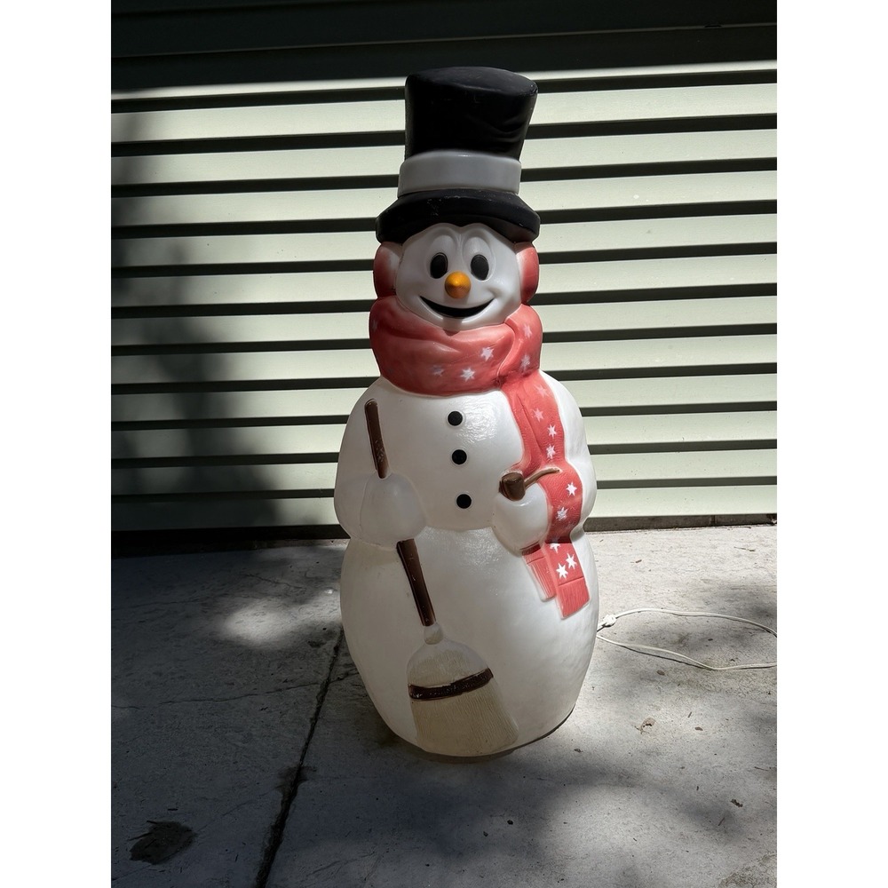 ⛄️46" Vintage Empire Snowman Carrot Nose Blow Mold Lighted Christmas